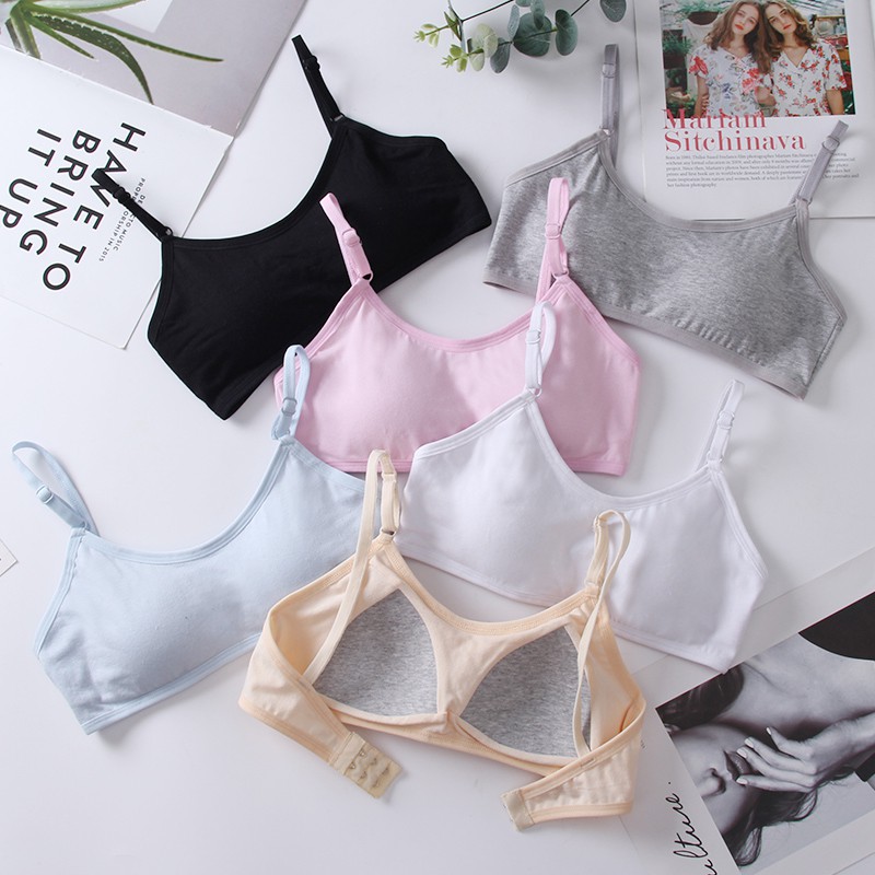 8-16 Girls Training Bra Underwear Solid Color Baby Bra Anti Peering Teenage Sport Bras