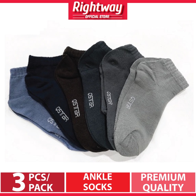 RIGHTWAY x QSTAR Office Premium Thick Plain Ankle Socks - Mixed Random Color - LS2035 3 Pairs