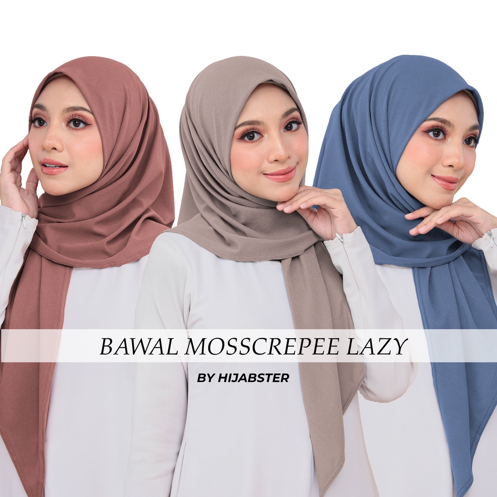 TUDUNG BAWAL LAZY/INSTANT BAWAL LAZY TRAVEL MOSSCREPE BIDANG 45