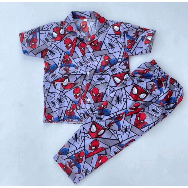 MERAH Boys Pajamas/Boys Pajamas/Gray SPIDERMAN Childrens Pajamas/Blue SPIDERMAN Childrens Pajamas/Red SPIDERMAN Childrens Pajamas/Boys Sleepwear/Boys Suits/Boys Pajamas Boy