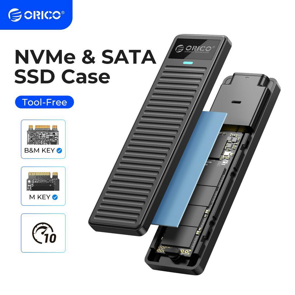 ORICO M.2 NVMe SSD Enclosure 10Gbps USB 3.2 Gen2 M2 SSD Enclosure Case Box Simple Design for NVMe SATA Tool-free Support UASPPDDM2C3
