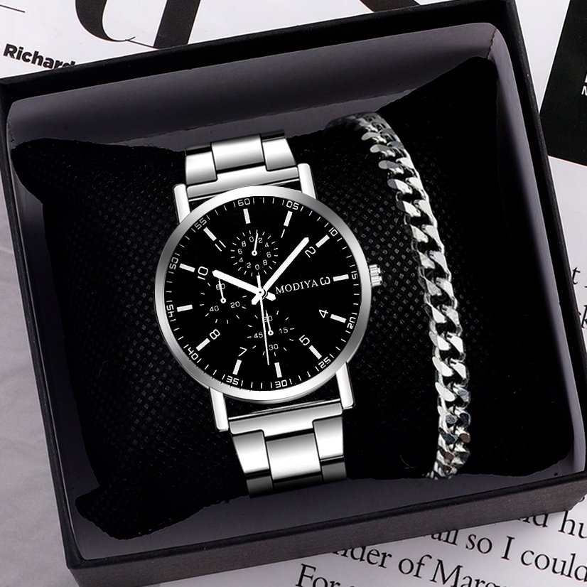 Mens Watch Casual Stainless Steel Band Quartz WatchWithout Box