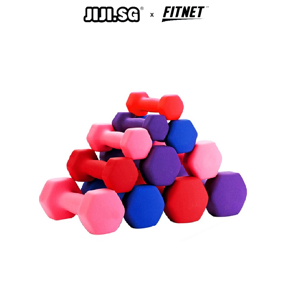 JIJI.SG x FITNET Neoprene Dumbbell / Neoprene / Cast Iron / Dumbbell / Perfect Shape / Weight Available 1-5KG