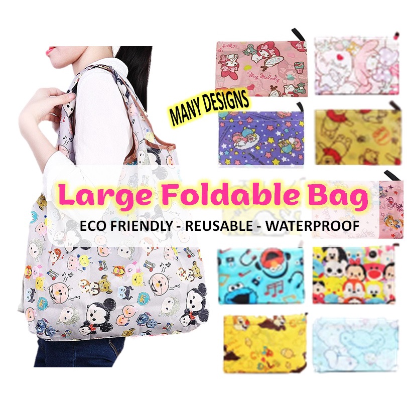 ✨?♻️ XL FOLDABLE RECYCLE BAG l Tote Bag l Shopping Bag l Reusable ECO Bag l Children Day Gifts ✨ Hello Kitty Elmo
