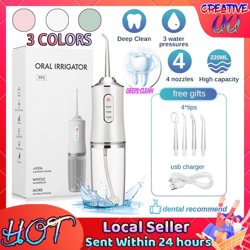 ?SG Ready Stock?Oral irrigator Water floss Electric Tooth cleaning Healthy Oral care USB recharge Portable 3 Modes 衝牙器
