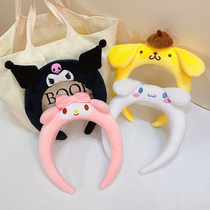 MagpieCute cartoon hair hoop Sanrio Melody cinnamon dog washing face girl hair hoop plush wide-brimmed headband cute headband