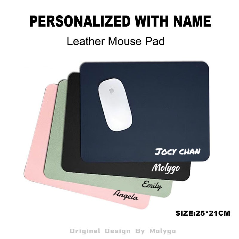 MOLYGO Christmas Gift | Personalised Name Mouse Pad | Premium PU Leather Mousepad | Teachers Day | Mousepad |  Farewell gift