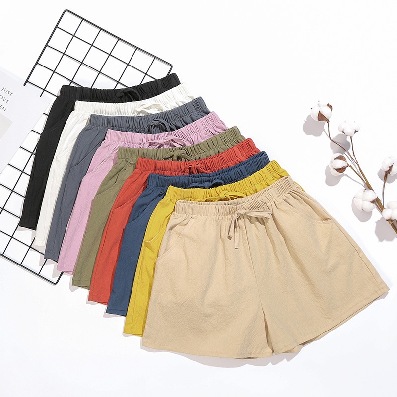 Ready Stock Women Seluar Pendek Perempuan Loose Wide Leg Short Elastic Waist Casual Shorts