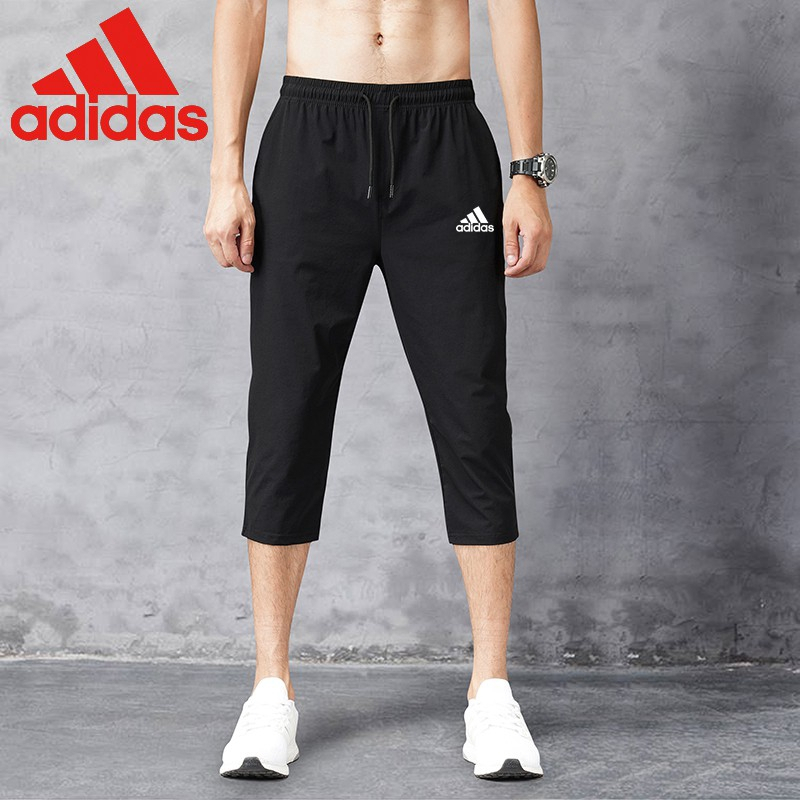 ! ️HOTSELLING! ️new solid color cropped trousers Capris mens casual pants with ice-like pants shorts