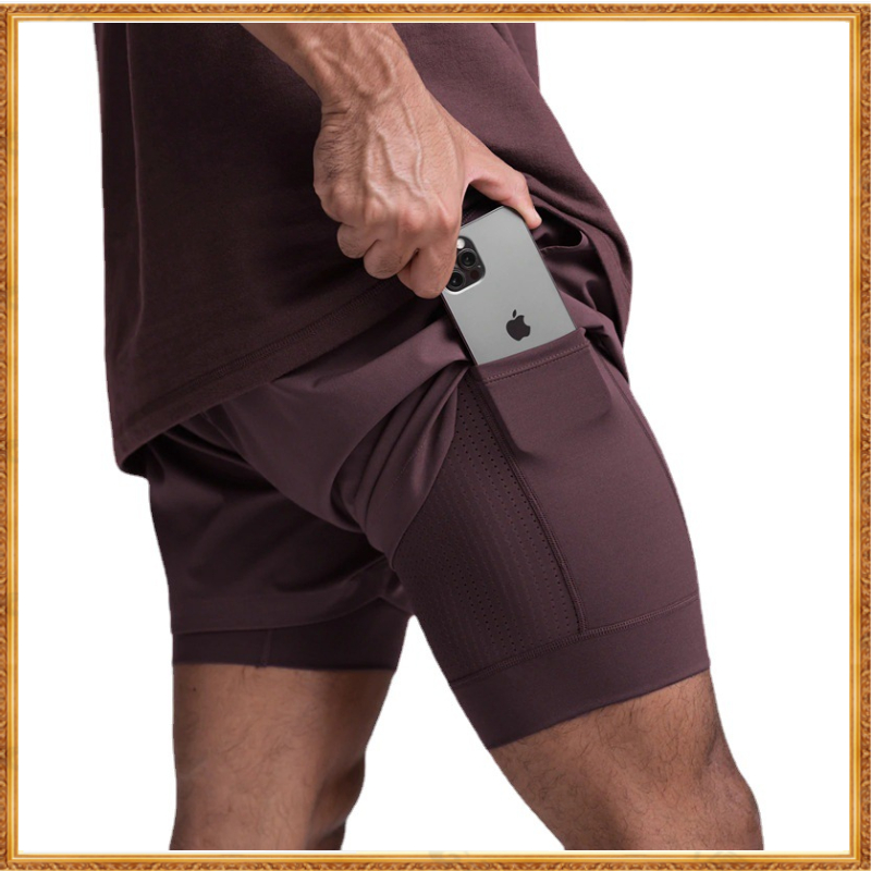 Lululemon Mens Sports shorts  EUR SIZE Casual Shorts Double Layer Fitness Wicking Quick-Drying Shorts DK890