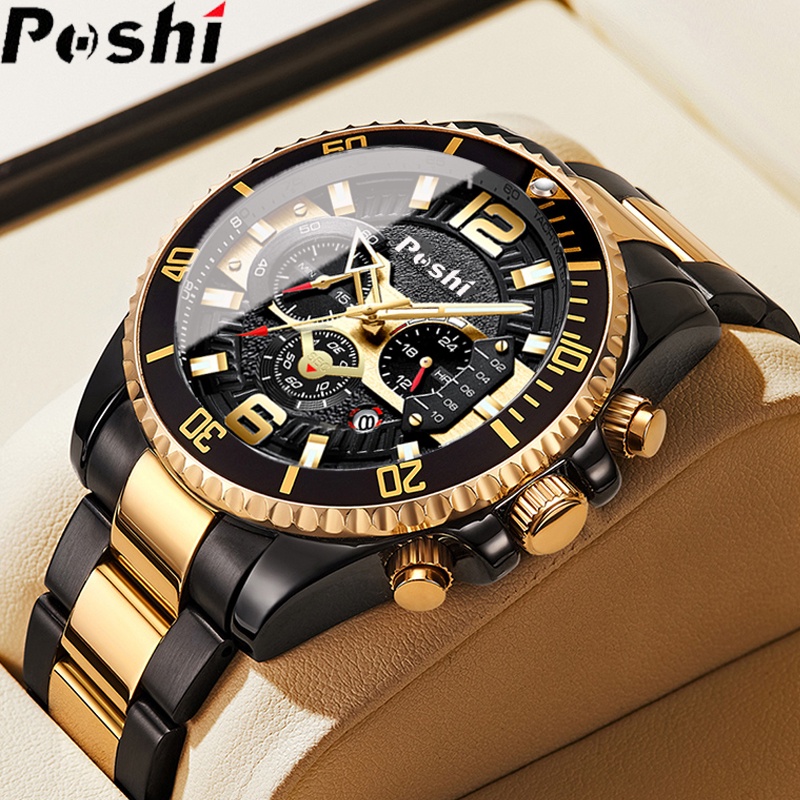 POSHI Mens Watch Automatic Watch for Men Original Waterproof Stainless Steel Quartz Watch Luminous Sports Watch