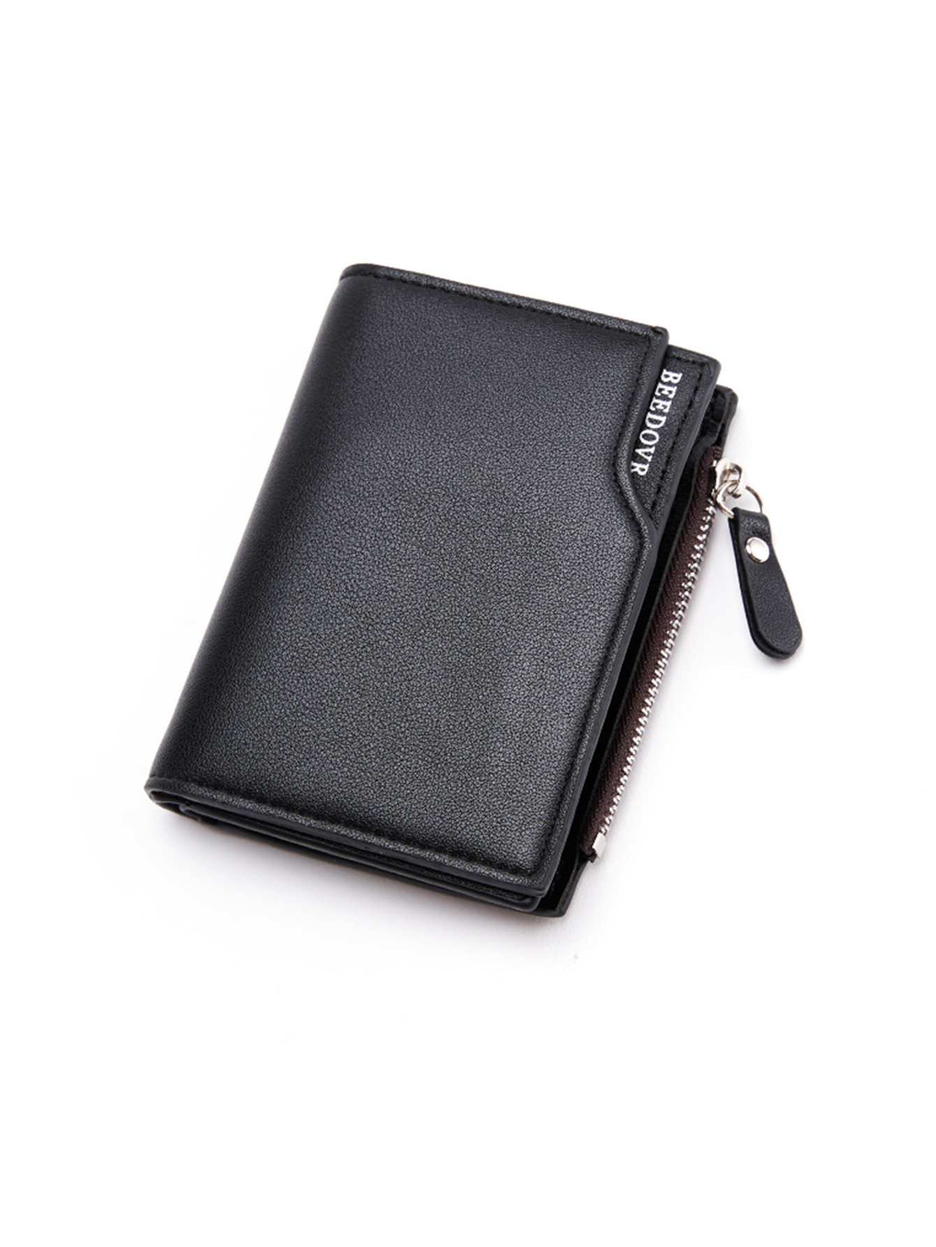 Cross-border Supply 2023 Mens New Style Zipper Short Wallet Multi-Card Slot Fashion Vertical Mini Snap Coin Purse