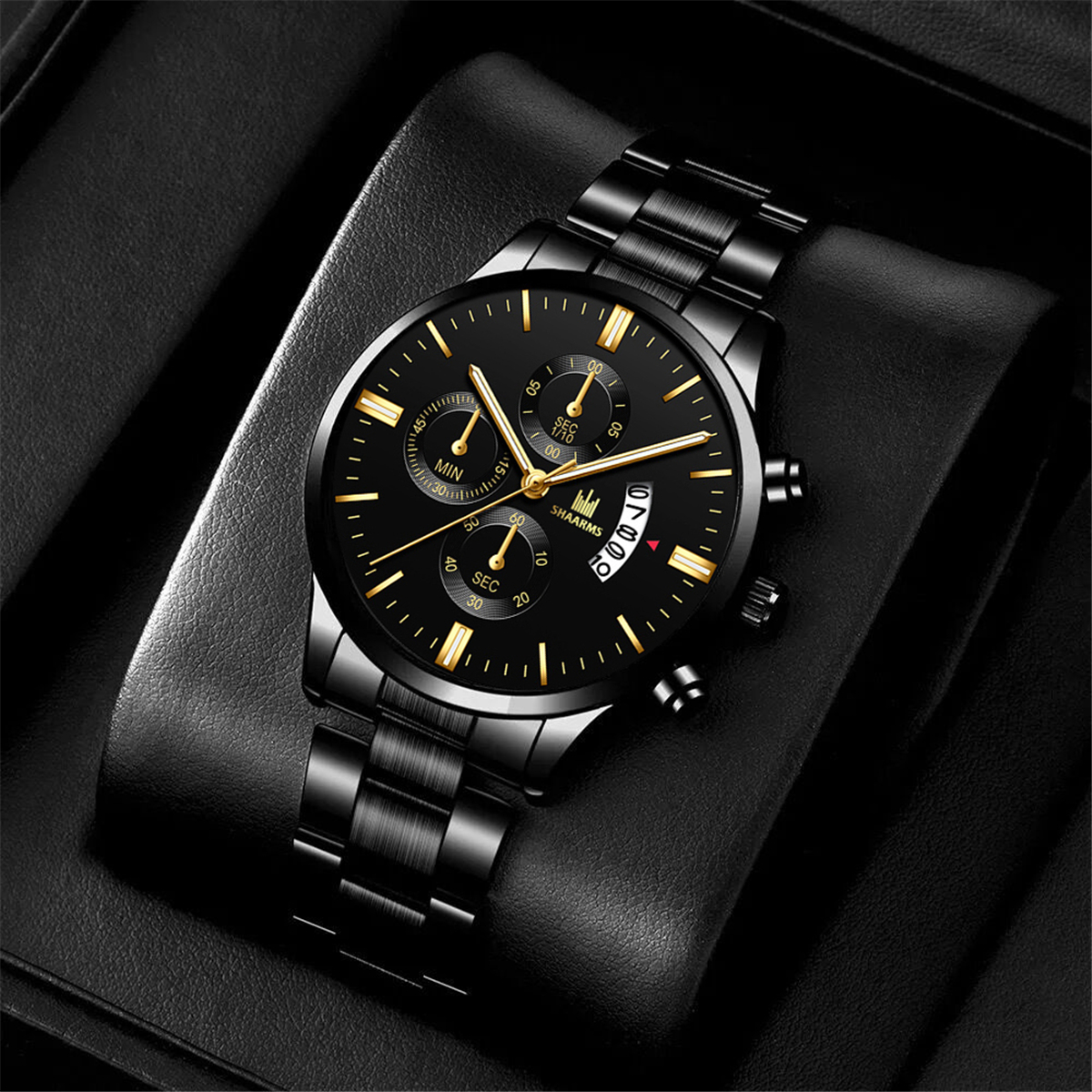 1 Mens Fashion Trend All-Match Steel Band Calendar Business Watch