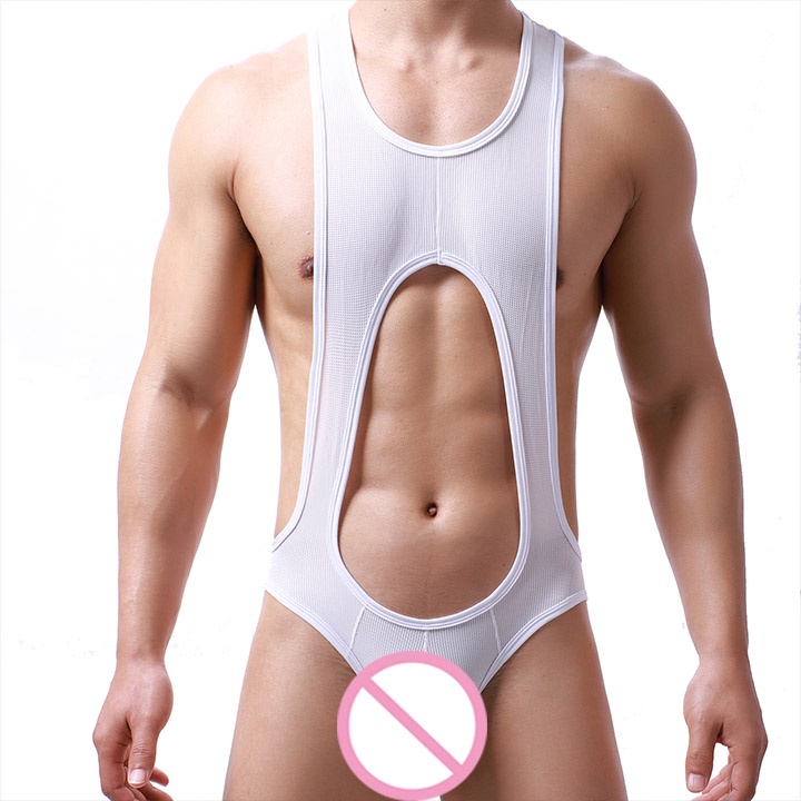Mens Sexy Mesh Topless Bodysuit