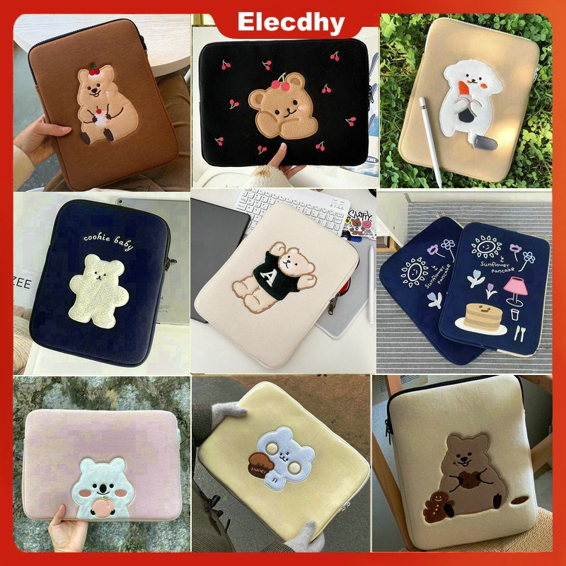 THICKERCute Cartoon Embroidery Laptop Bag Tablet Bag 10/11/13/14/15/15.6 inch Tablet Pouch For Men Women