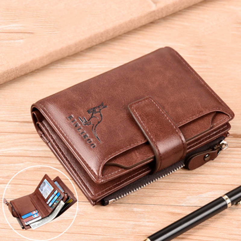2023 Fashion Mens Coin Purse Wallet RFID Blocking Man Leather Wallet Zipper Business Card Holder ID Money Bag