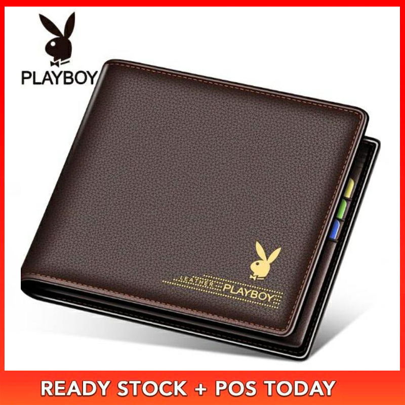 PlayBoy Classic Style Mens Classic Fashion Wallet Short Folded Leather Fold Over Wallet , PlayBoyClassic Fashion Wallet