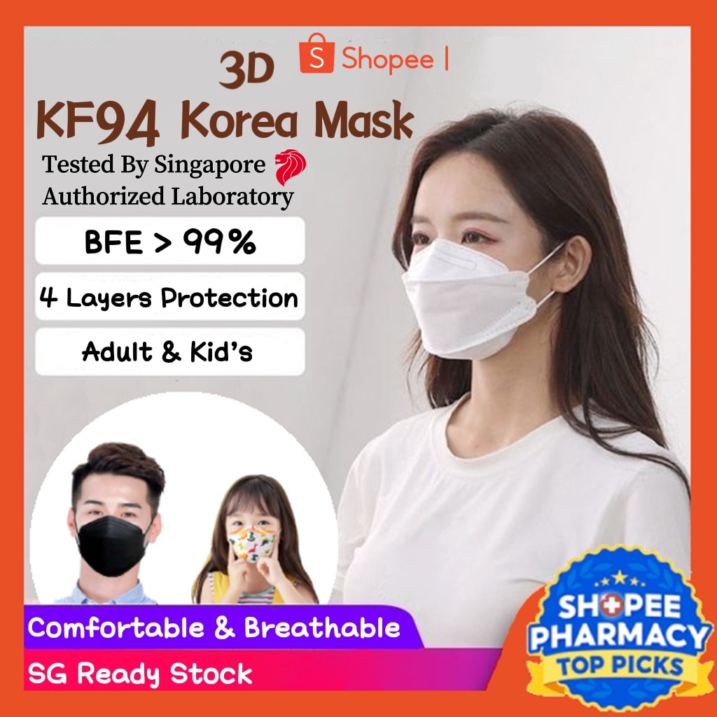 Local Ready Stock KF94 Korea Mask | BFE ≥99% | 4 PLY | 3D Face Mask
