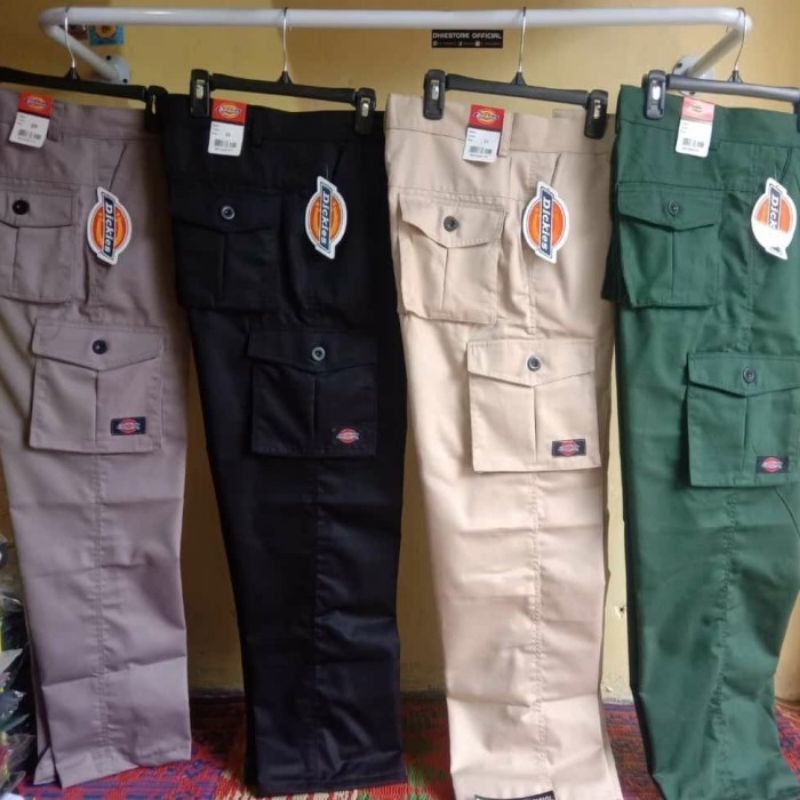 Family Size Dickies Multi pocket Cargo pants unisex Slim fit .28 Sampai 49 Plus size