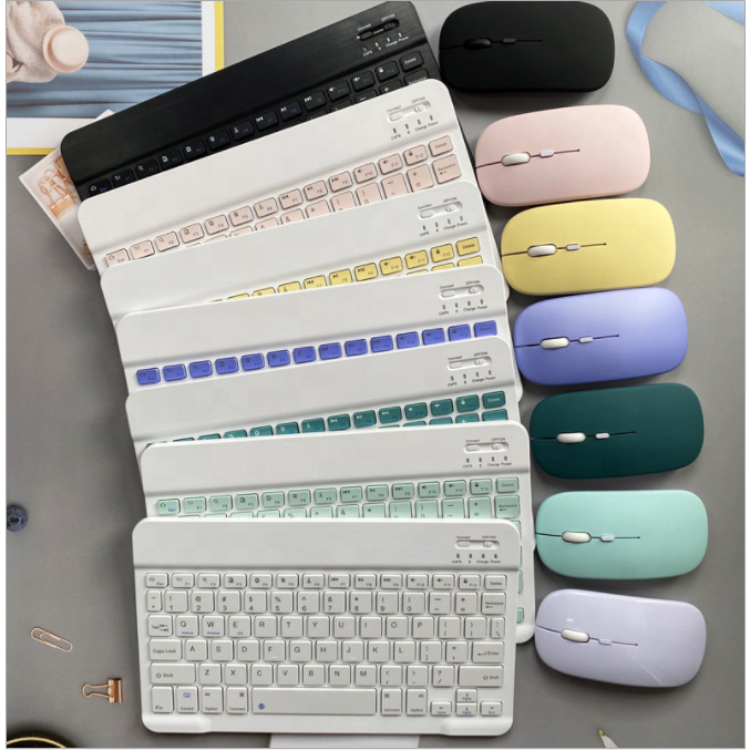 Local shipmentWireless Bluetooth Mouse Set Colorful 10 Inch Keyboard For Android/ios/IPad/Macaron/tablet