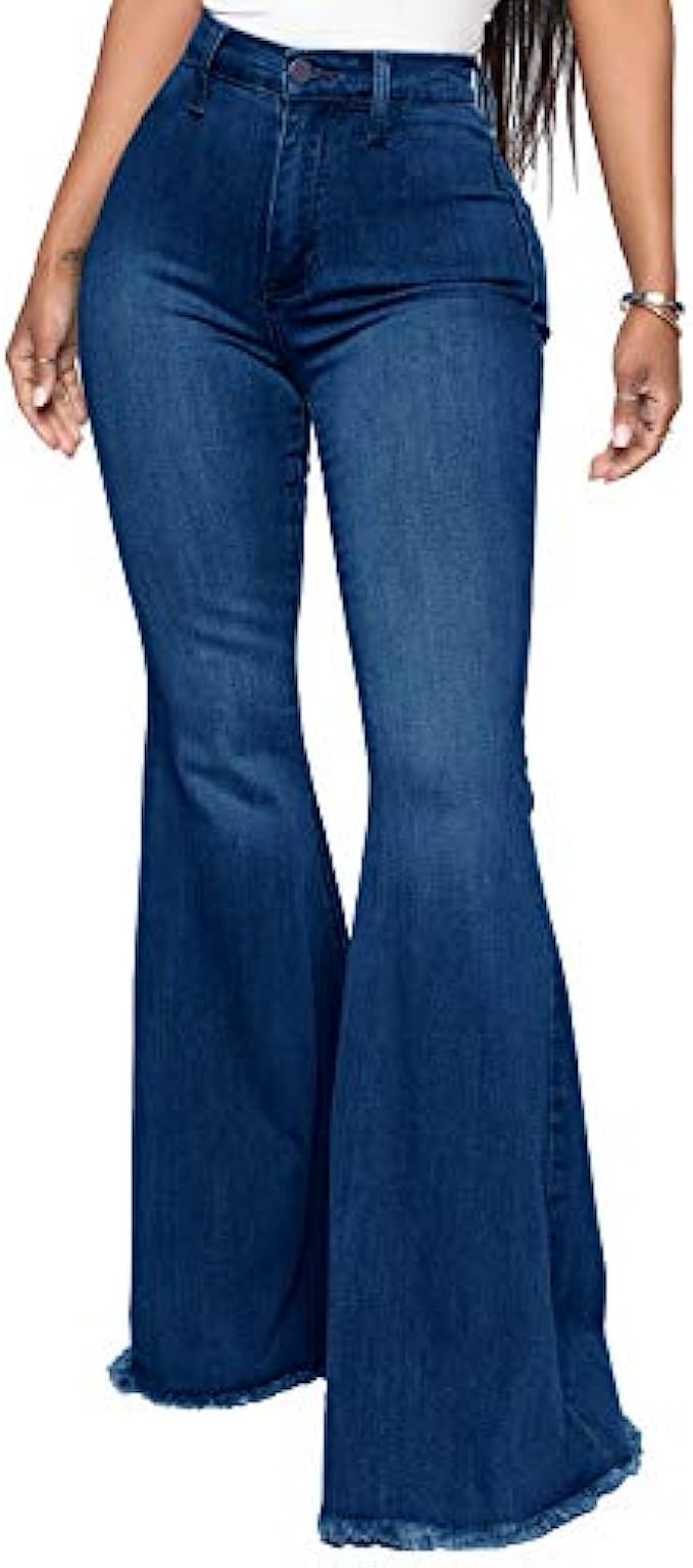YouSexy Womens Flare Bell Bottom Jeans Destroyed Flare Denim Pants 70s Outfits for Women