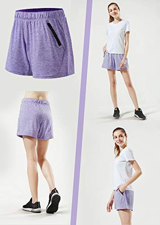 Liberty Imports 5 Pack Womens 5" Quick Dry Yoga Training Shorts with Zipper Pockets