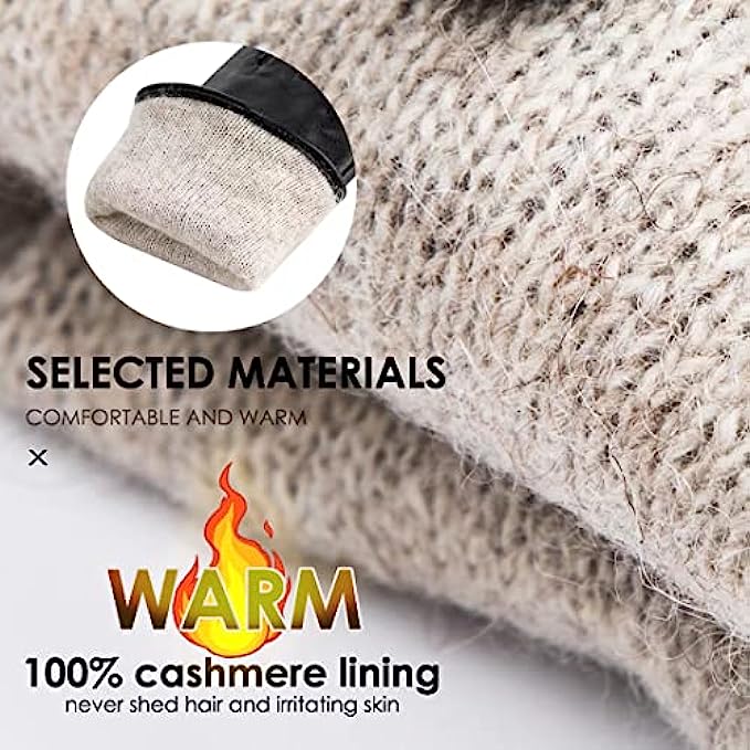 Womens Genuine Sheepskin Leather Gloves, Winter Warm Touchscreen Texting Cashmere Lined Driving Motorcycle Dress Gloves