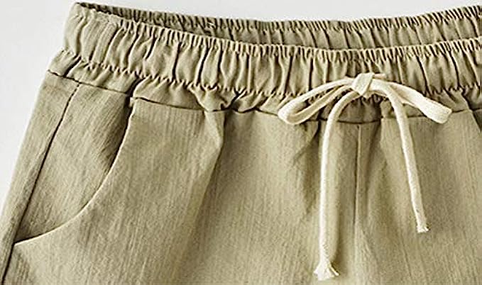 XinYangNi Womens Elastic Waist Casual Comfy Cotton Beach Shorts with Drawstring