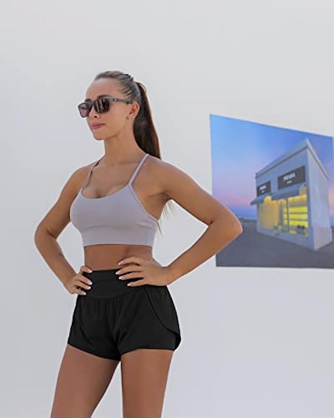 ODODOS Womens 2 in 1 Running Shorts with Pockets Workout Gym Sport Layer Active Shorts