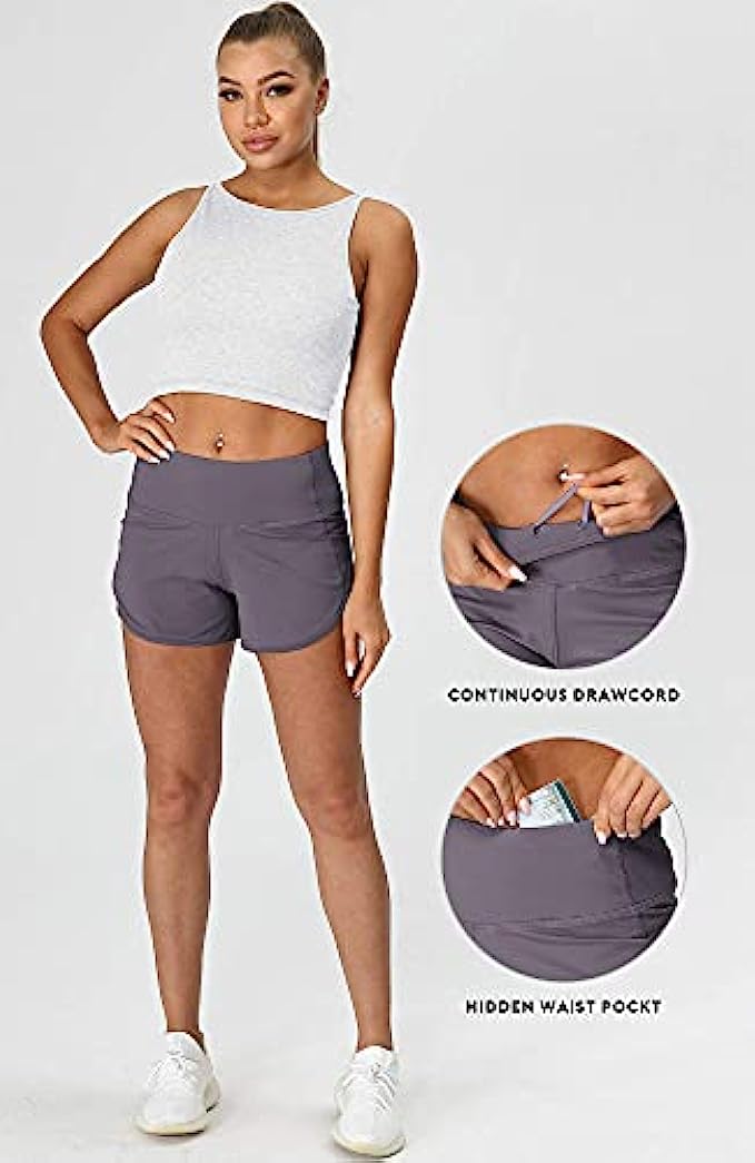 icyzone Womens Quick-Dry Athletic Running Workout Yoga Shorts - 3 Inches