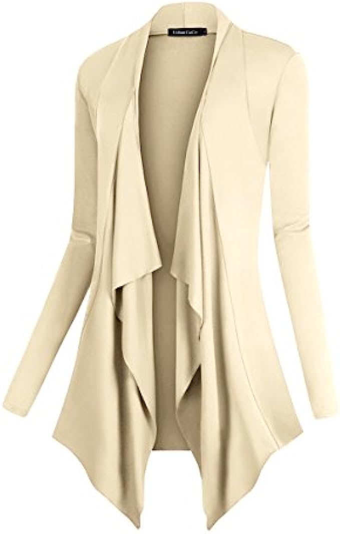Urban CoCo Womens Drape Front Open Cardigan Long Sleeve Irregular Hem
