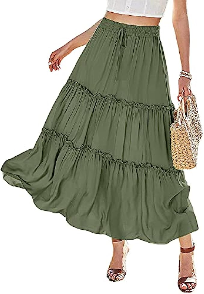 Avanova Womens Ditsy Floral Split Thigh High Waist Summer Boho A Line Midi Skirt