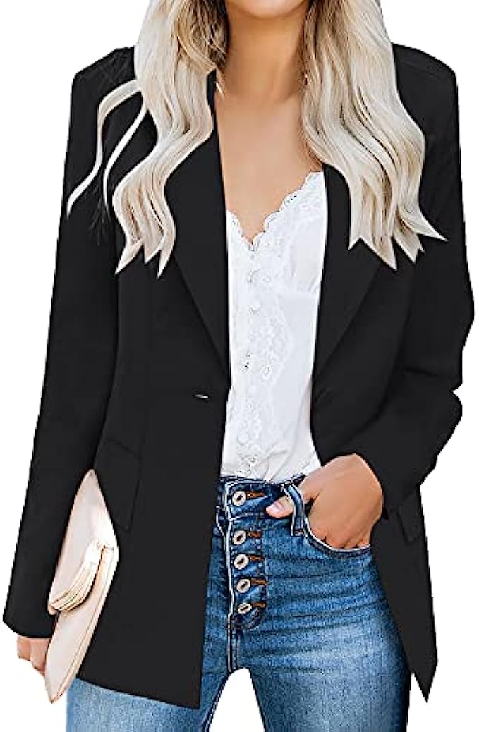 LUYEESS Womens Casual Work Office Notch Lapel Pockets Buttons Blazer Suit Jacket