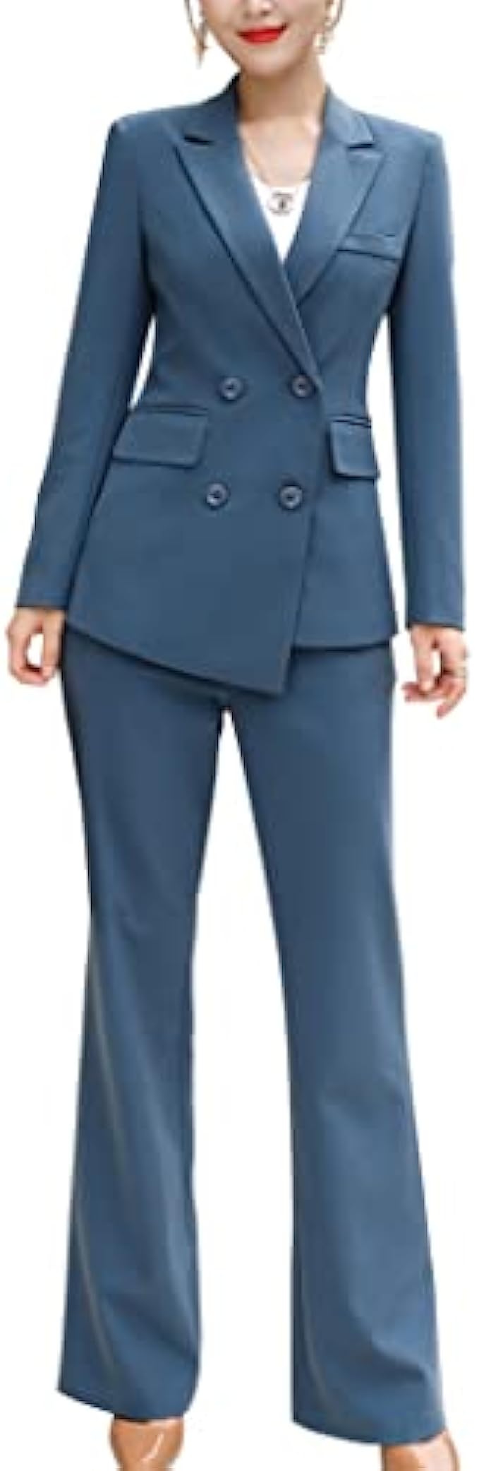 SUSIELADY Womens Blazer Suits Two Piece Solid Work Pant Suit for Women Business Office Lady Suits Sets