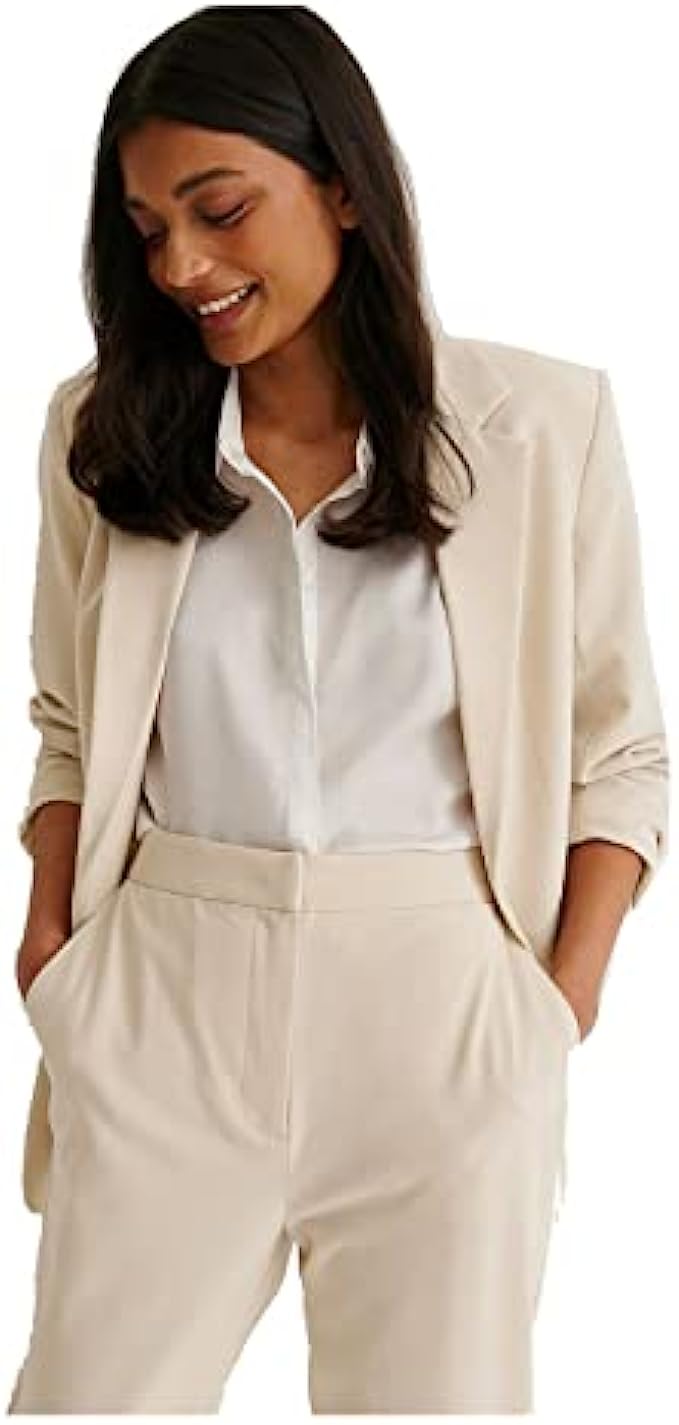 Womens Blazer Terry Rayon Long Sleeve Regular Fit Suit Jacket Work Office Business Lightweight Casual Sport Coat