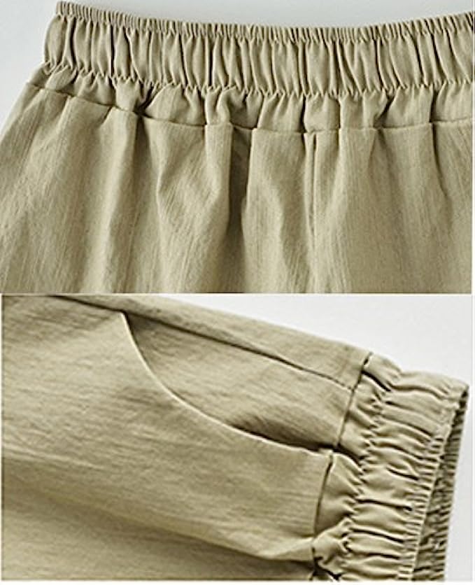 XinYangNi Womens Elastic Waist Casual Comfy Cotton Beach Shorts with Drawstring