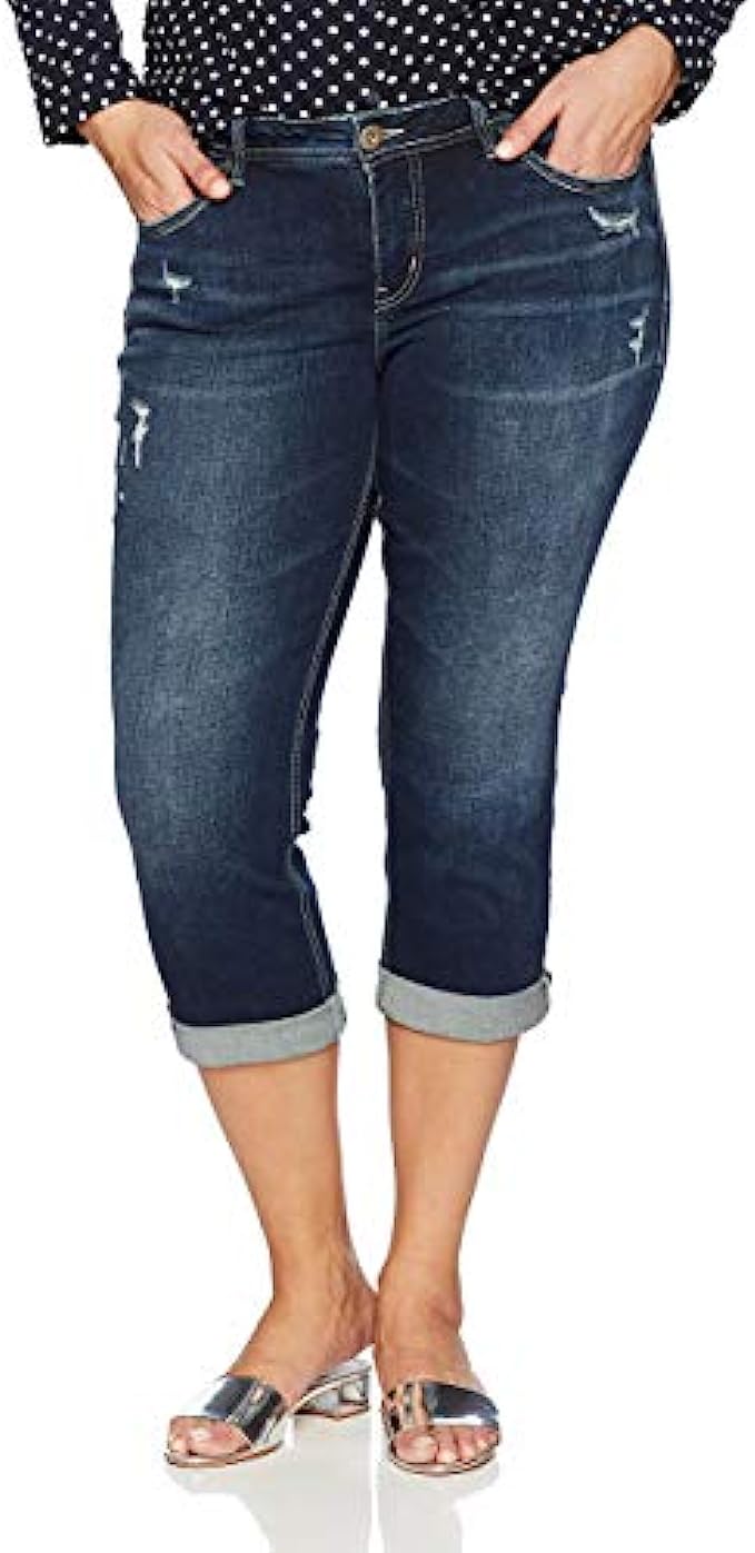 Silver Jeans Co. Womens Plus Size Suki Mid Rise Capri Jeans