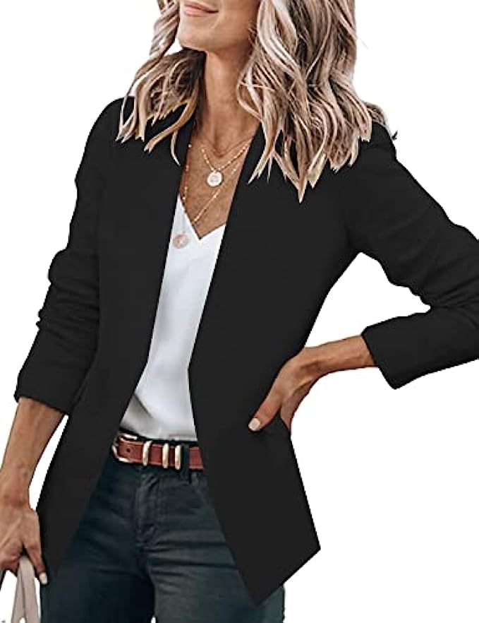GRAPENT Womens Open Front Business Casual Pockets Work Office Blazer Jacket Suit