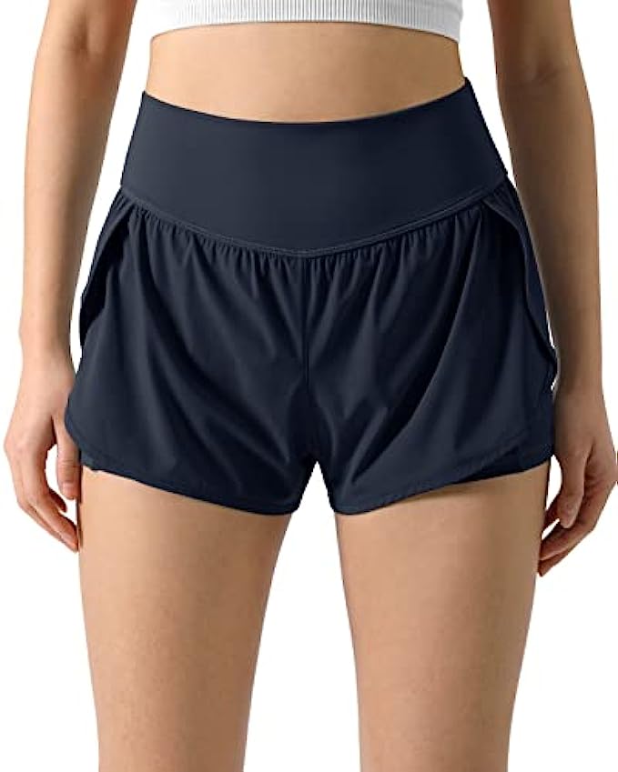 ODODOS Womens 2 in 1 Running Shorts with Pockets Workout Gym Sport Layer Active Shorts