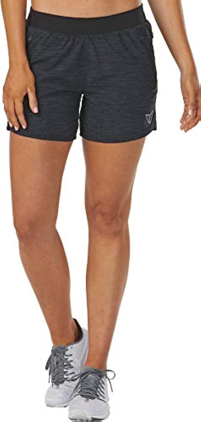 KORSA Womens 5-inch Athletic Workout Shorts with Multiple Zip Pockets, Brief Liner for Running, Gym, Yoga, Casual | Embrace