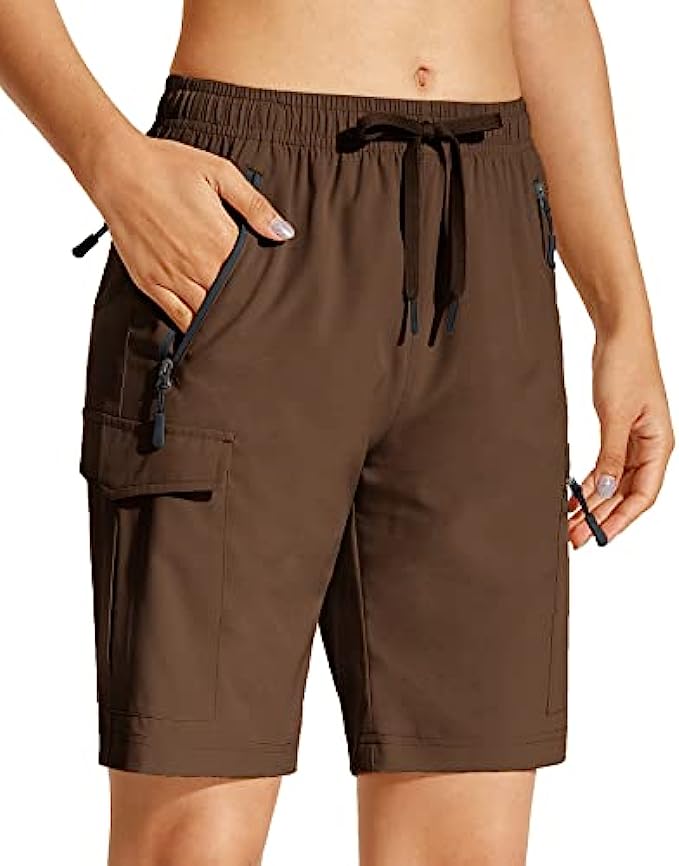 Capol Womens Hiking Cargo Shorts 8.5" Quick Dry Summer Shorts Lightweight for Golf Travel Athletic with Zipper Pockets