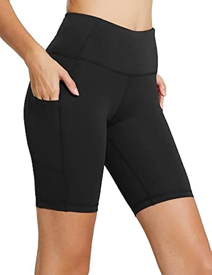 BALEAF Womens 8"/ 7"/ 5" High Waist Biker Shorts Workout Yoga Running Gym Compression Spandex Shorts Side Pockets