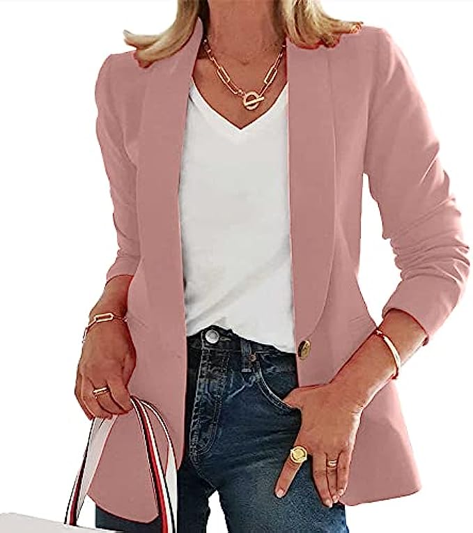 Aoysky Womens Casual Blazers Long Sleeve Lapel Button Slim Work Office Blazer Jacket Suit