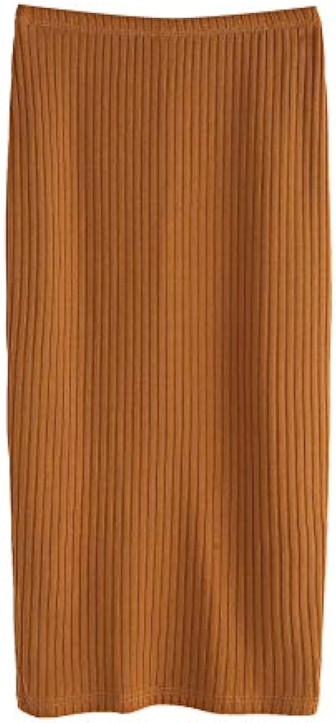SheIn Womens Basic Plain Stretchy Ribbed Knit Split Full Length Skirt
