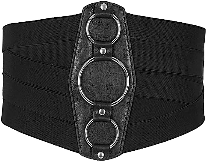 Moessa Womens 7 Inch Wide Lattice Corset Waspie Elastic Waist Belt