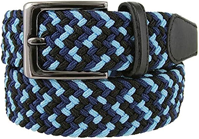 Mens Stretch Belt Braided Elastic Stretch Belt Casual Weave Canvas Fabric Woven Belt 1-3/8" Wide