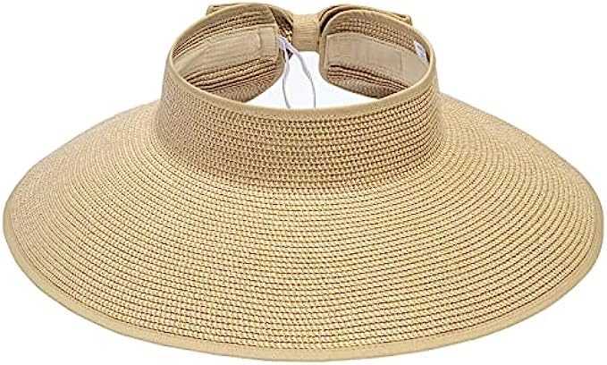 Simplicity Womens UPF 50+ Wide Brim Roll-up Straw Sun Hat Sun Visor
