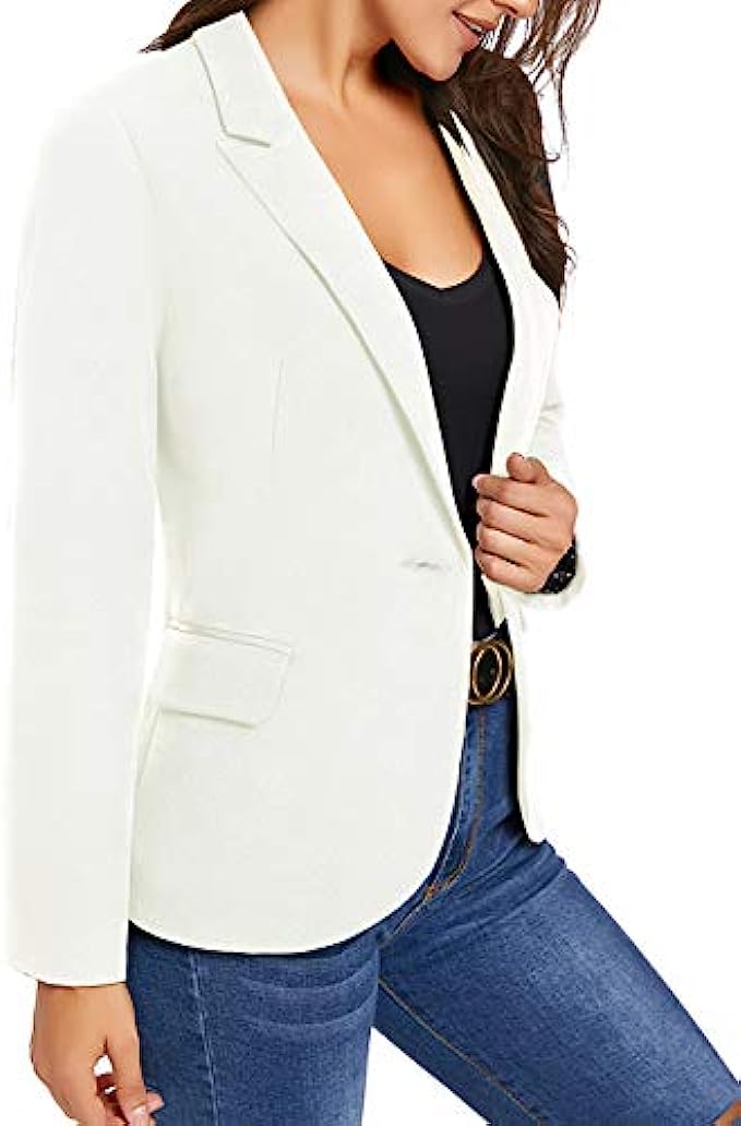 luvamia Womens Long Sleeve Formal Notch Lapel Button Down Blazer Pockets Jacket