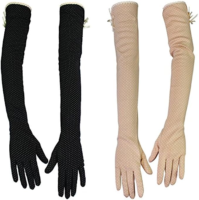 kilofly Womens Long Anti-UV Breathable Arm Sun Block Driving Gloves, 2 Pairs