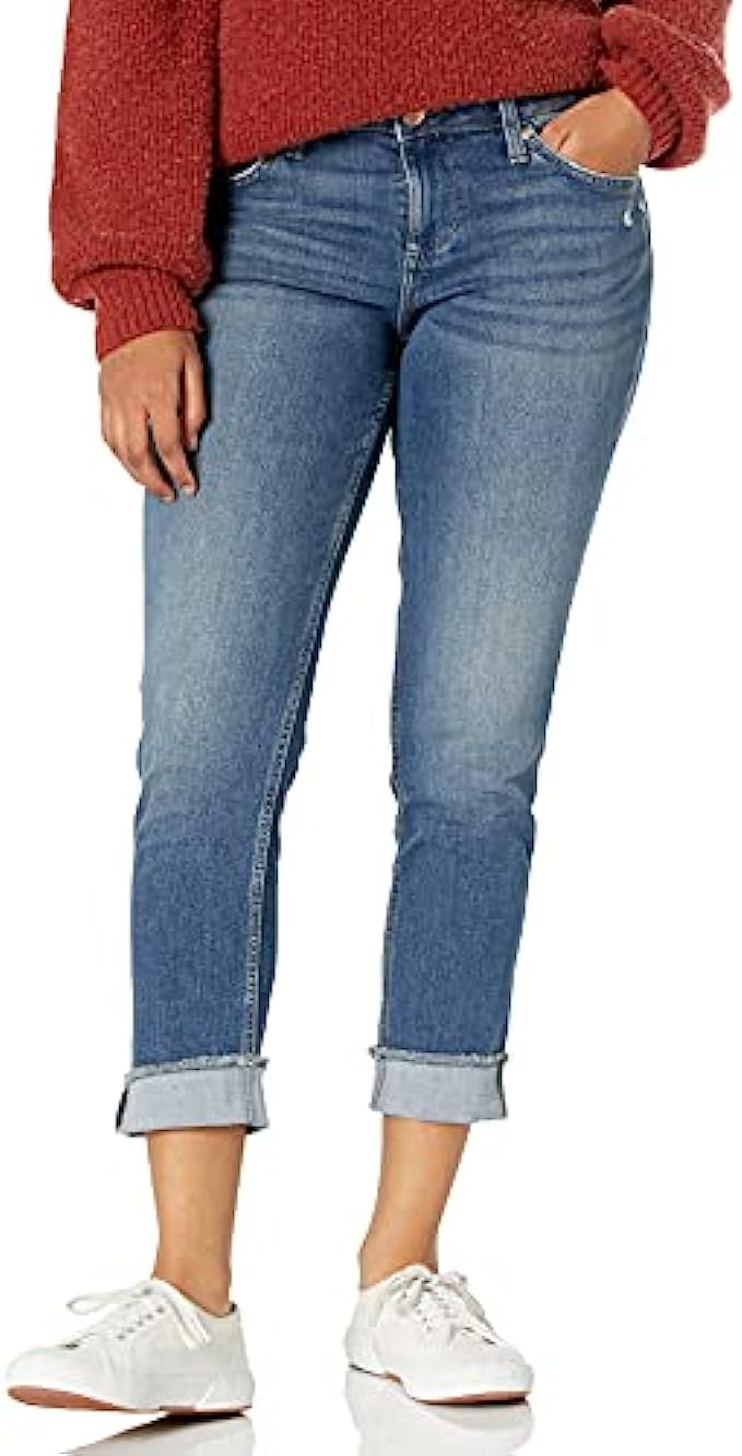 Riders by Lee Indigo Womens Fringe Cuff Boyfriend Jean